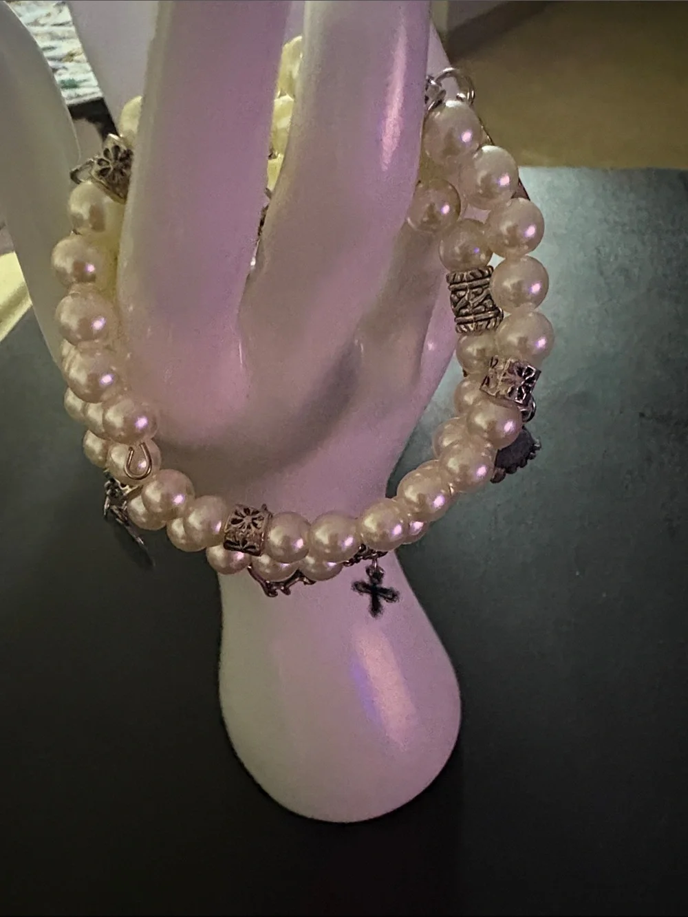 Classic Pearl Charm Stretch Bracelet - Ivory Pearls